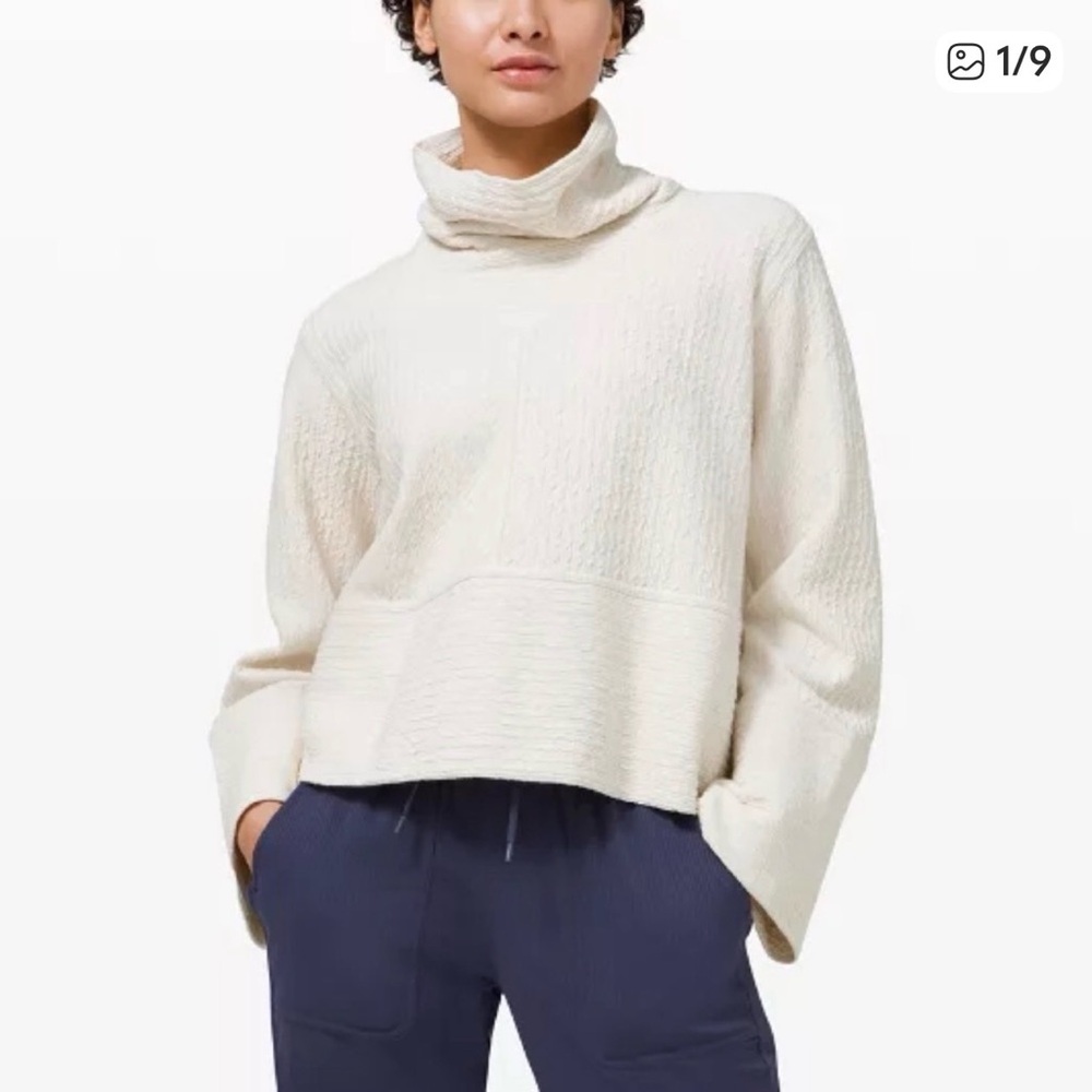 Lululemon Athletica retreat yourself cream cowl neck Sweater